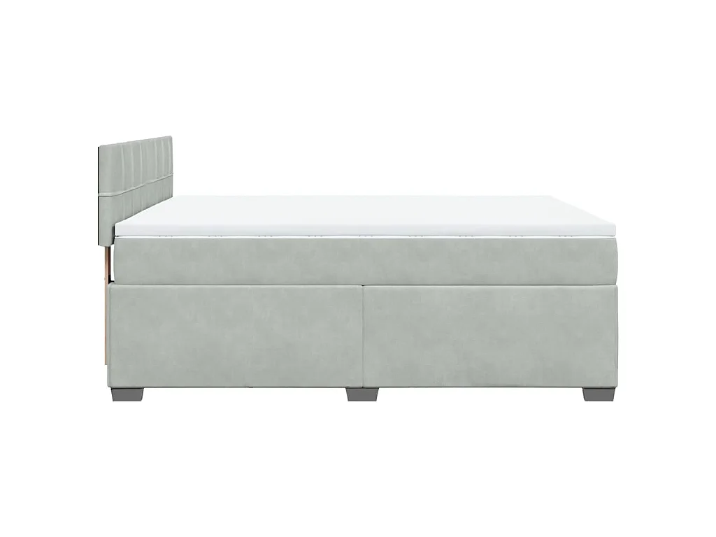 Cama box spring con colchón terciopelo gris claro 140x190 cm