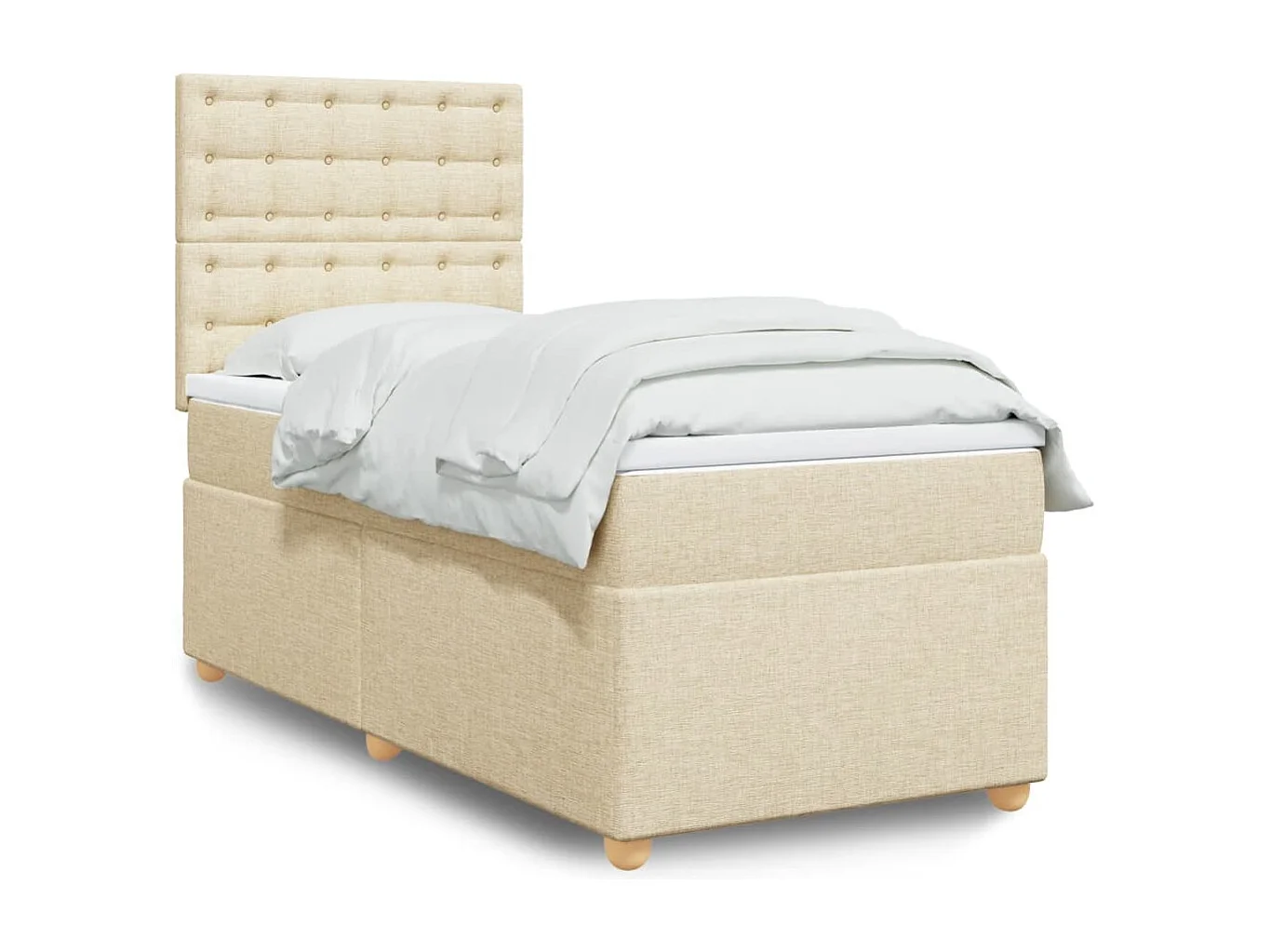 Boxspringbett mit Matratze Creme 90x190 cm Stoff
