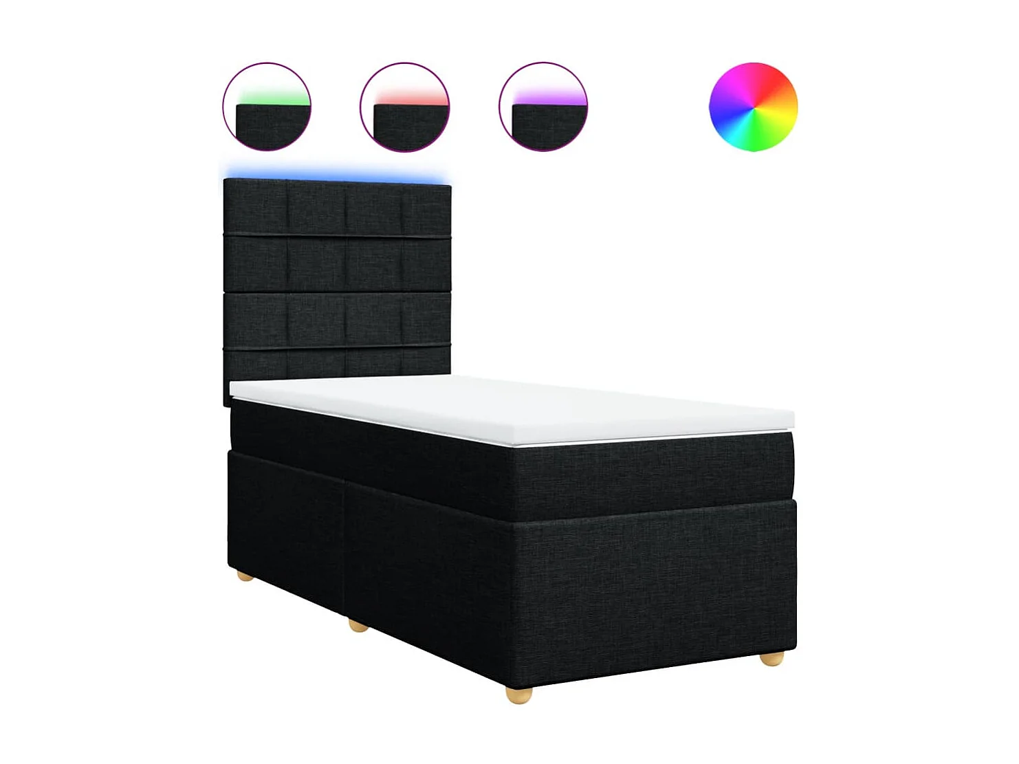 Boxspring met matras stof zwart 90x190 cm