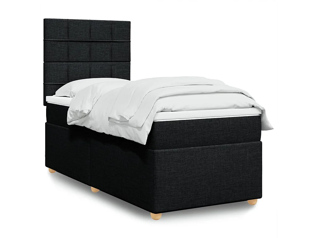 Boxspring met matras stof zwart 90x190 cm