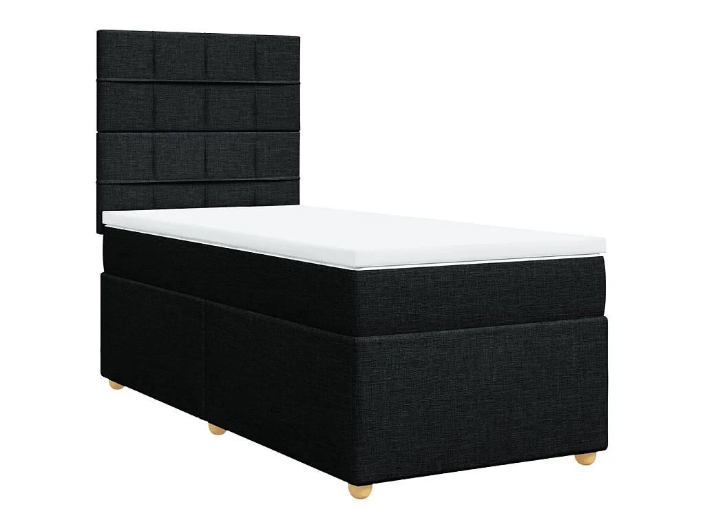 Giroletto a Molle con Materasso Nero 90x190 cm in Tessuto
