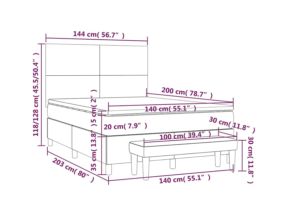 Boxspringbett mit Matratze Dunkelgrün 140x200 cm Samt