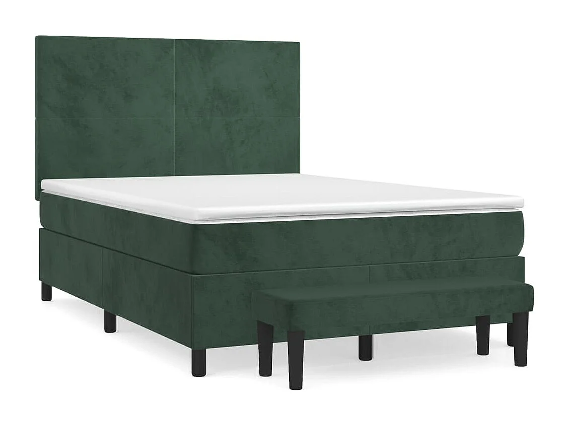Boxspringbett mit Matratze Dunkelgrün 140x200 cm Samt