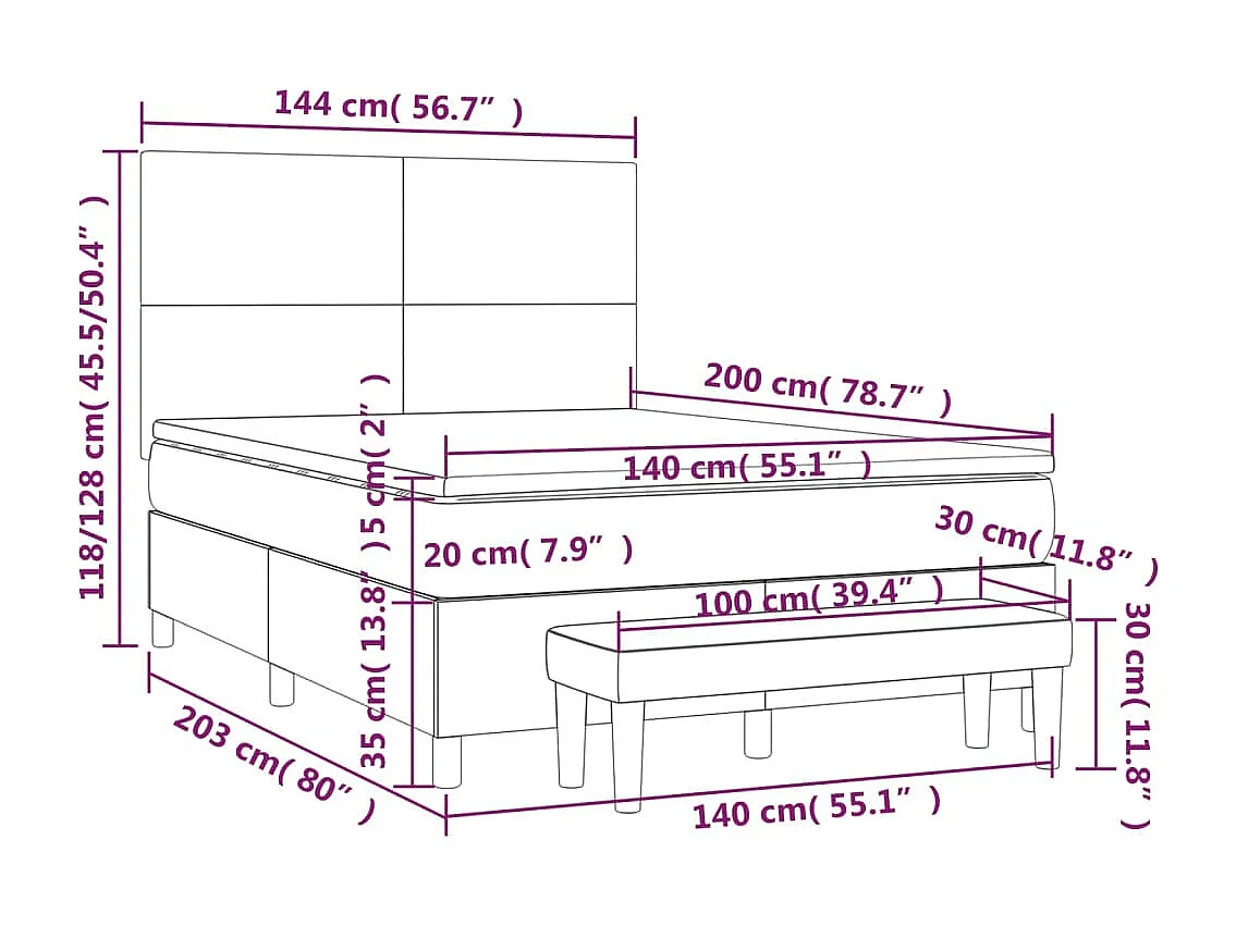Boxspringbett mit Matratze Dunkelgrün 140x200 cm Samt