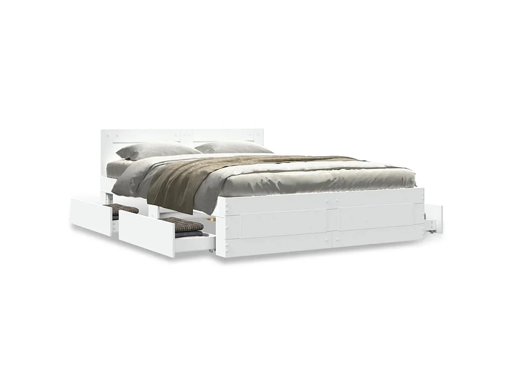 Cadre de lit avec tête de lit sans matelas blanc 140x190 cm