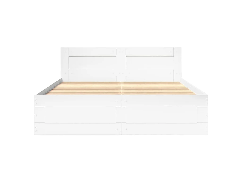 Cadre de lit avec tête de lit sans matelas blanc 140x190 cm