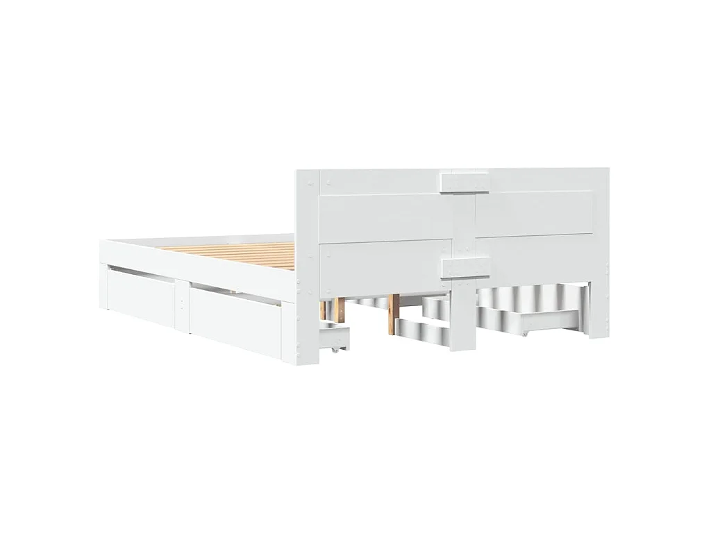 Cadre de lit avec tête de lit sans matelas blanc 140x190 cm