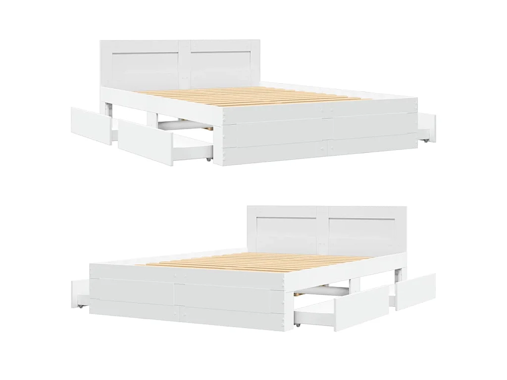 Cadre de lit avec tête de lit sans matelas blanc 140x190 cm