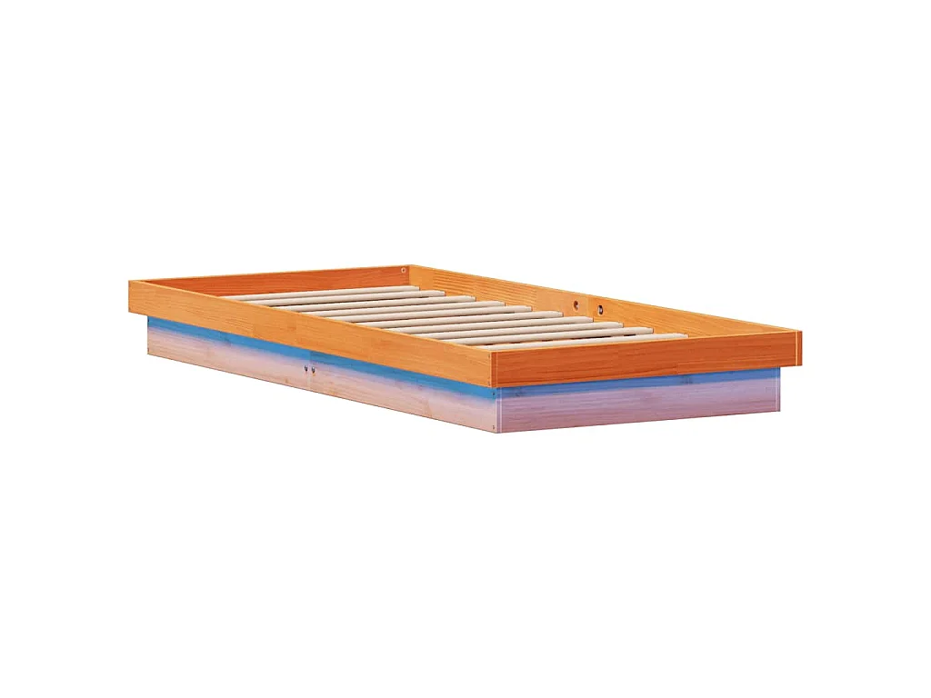 Cadre de lit à LED sans matelas 75x190 cm bois massif