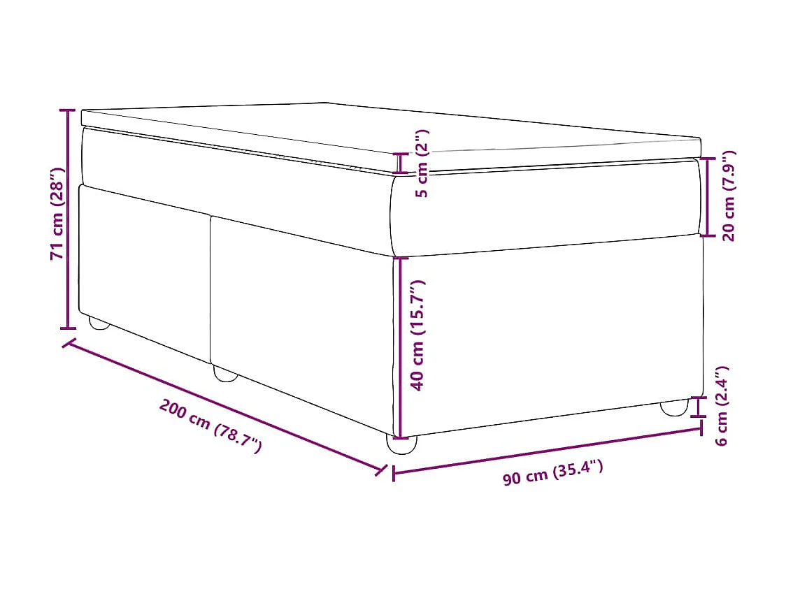 Boxspring met matras stof donkerbruin 90x200 cm