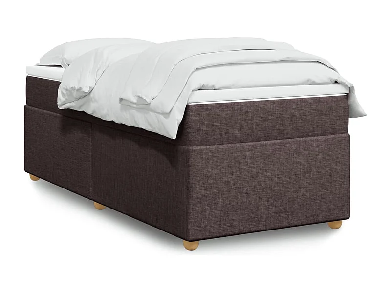 Cama box spring con colchón tela marrón oscuro 90x200 cm