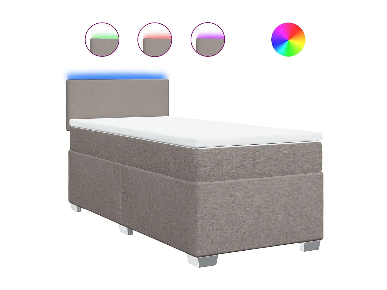 Cama box spring con colchón tela gris taupe 100x200 cm