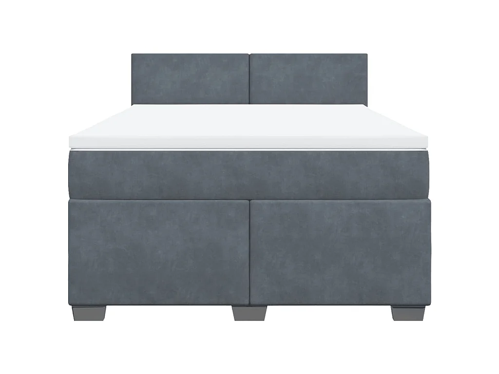Cama box spring con colchón terciopelo gris oscuro 140x200 cm
