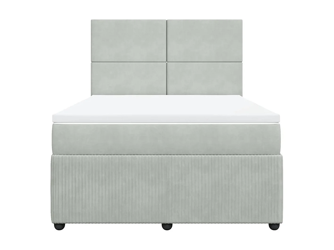 Giroletto a Molle con Materasso Grigio Chiaro 160x200cm Velluto