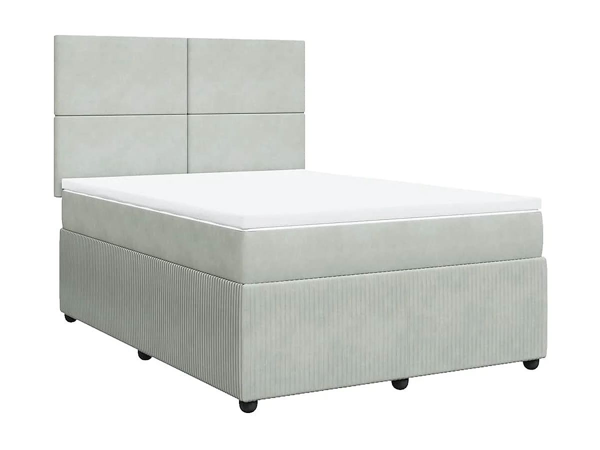 Sommier à lattes de lit et matelas Gris clair 160x200cm Velours