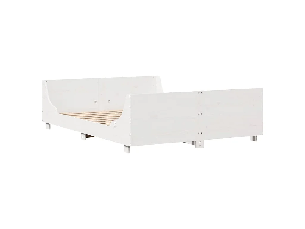 Bedframe zonder matras massief grenenhout wit 120x190 cm