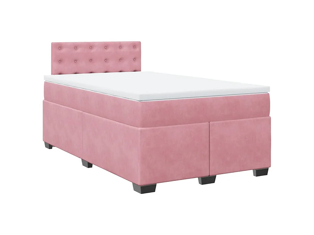 Cama box spring con colchón terciopelo rosa 120x200 cm