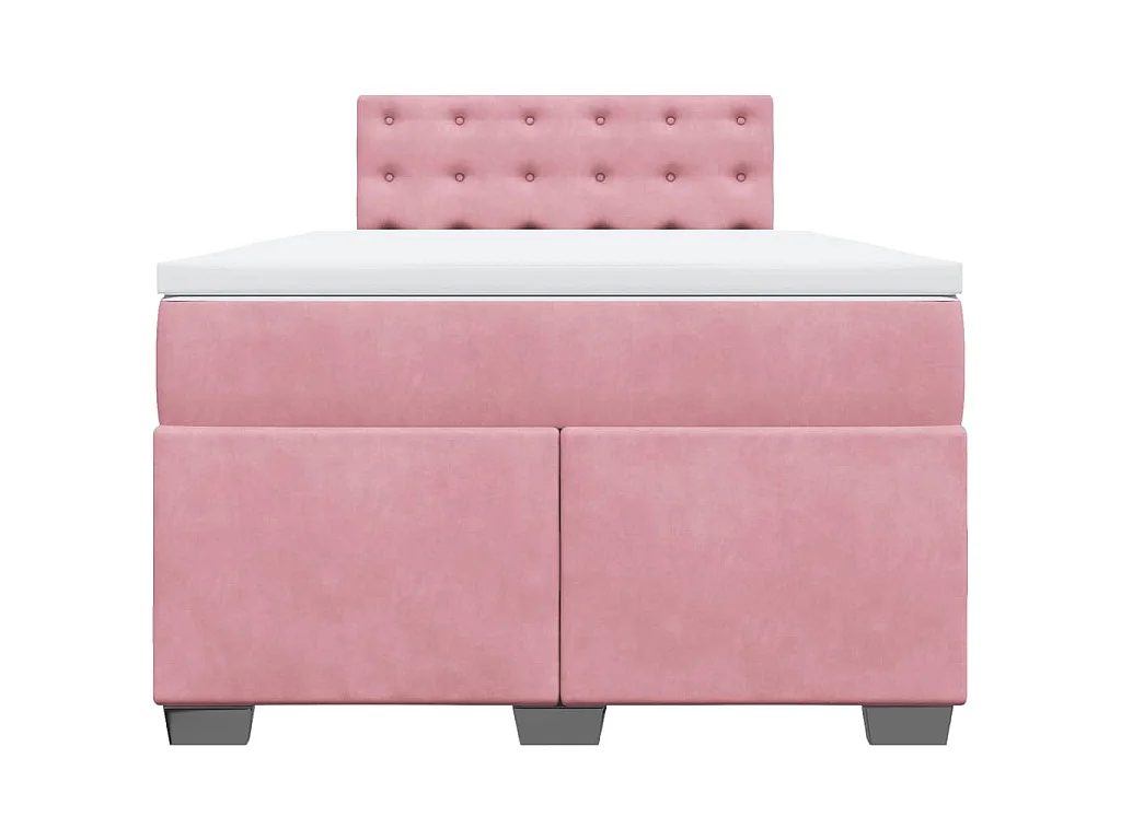 Cama box spring con colchón terciopelo rosa 120x200 cm