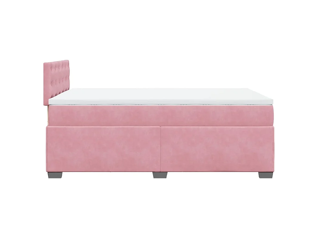 Cama box spring con colchón terciopelo rosa 120x200 cm