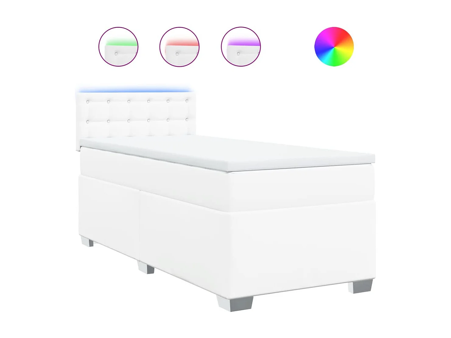 Boxspring met matras kunstleer wit 90x190 cm