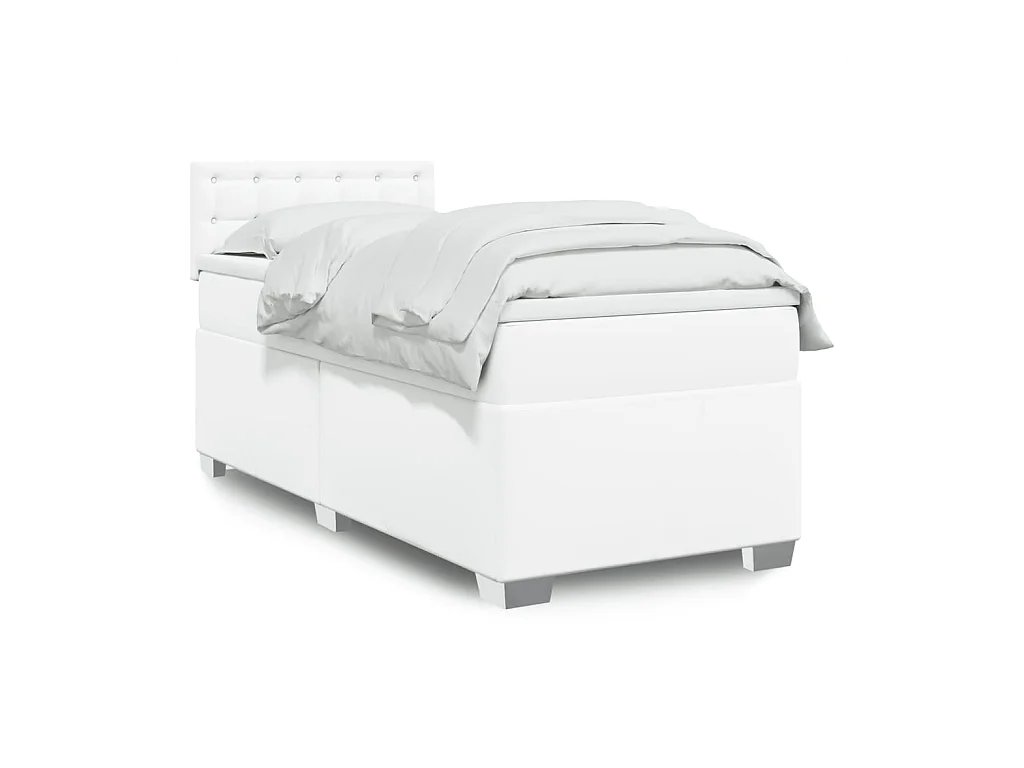 Boxspringbett mit Matratze Weiß 90x190 cm Kunstleder