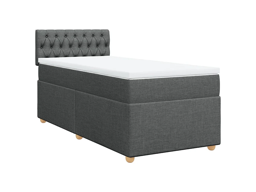 Cama box spring con colchón tela gris oscuro 80x200 cm