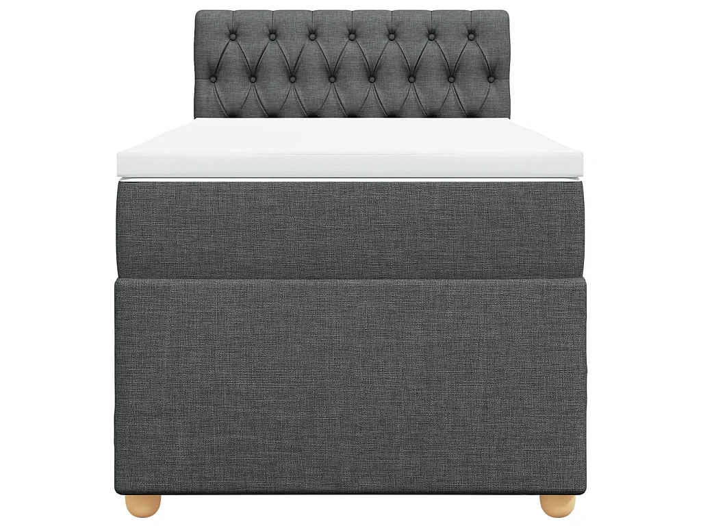 Cama box spring con colchón tela gris oscuro 80x200 cm