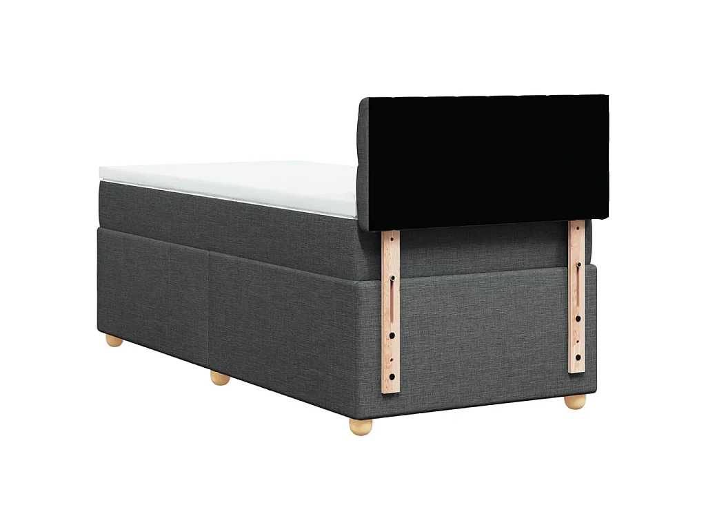Cama box spring con colchón tela gris oscuro 80x200 cm