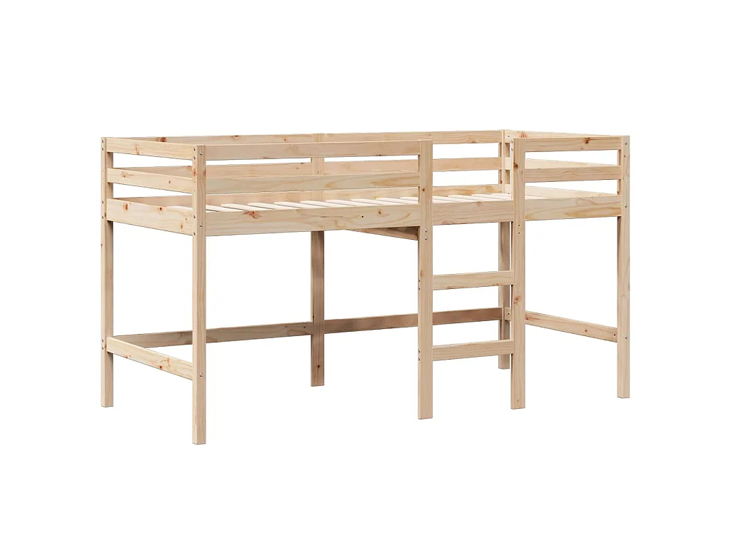 Letto a Soppalco con Tetto 90x190 cm Legno Massello di Pino