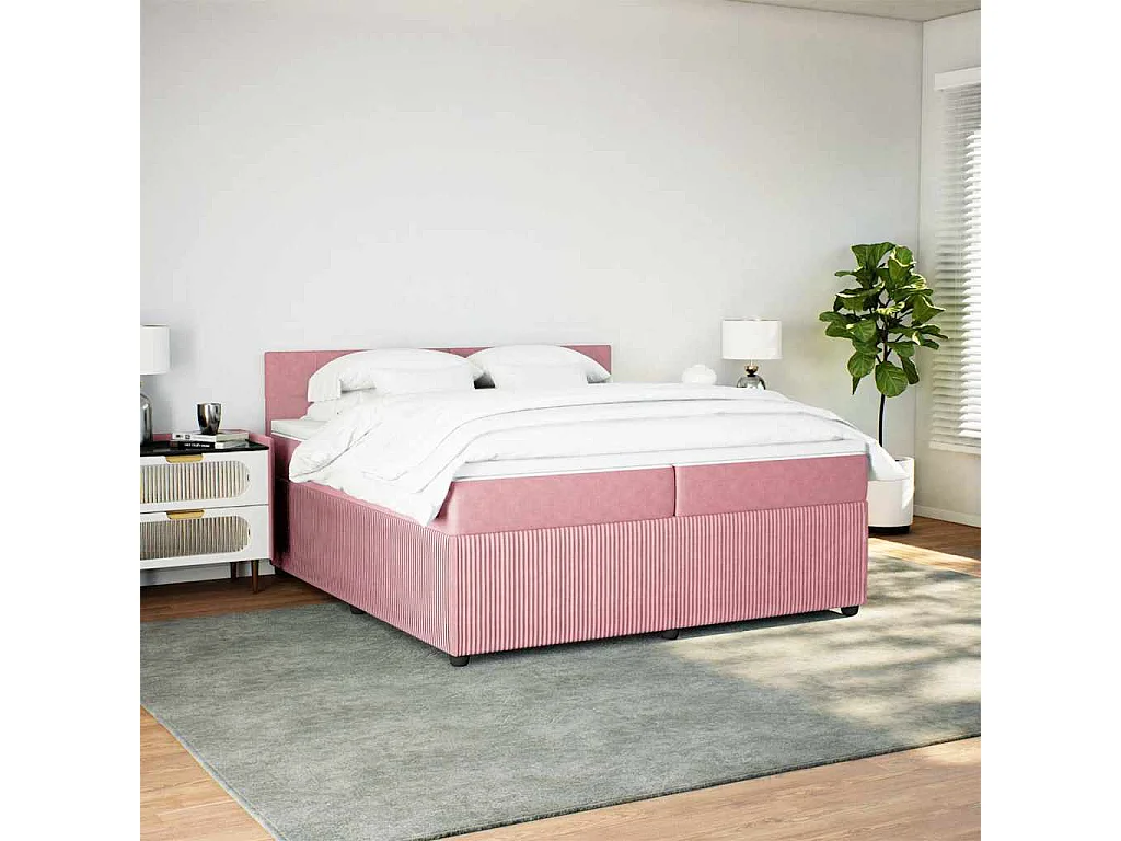 Sommier à lattes de lit avec matelas Rose 200x200 cm Velours