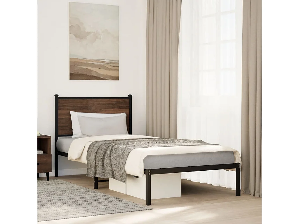 Giroletto senza Materasso in Metallo Rovere Marrone 90x190 cm