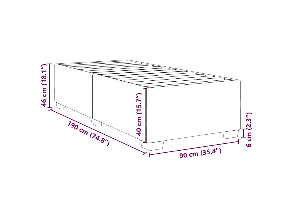 Giroletto senza Materasso Grigio Chiaro 90x190 cm Tessuto