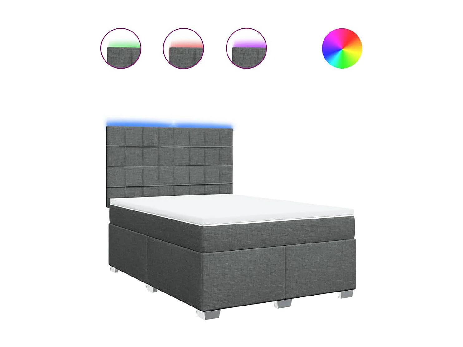 Boxspring met matras stof donkergrijs 140x190 cm