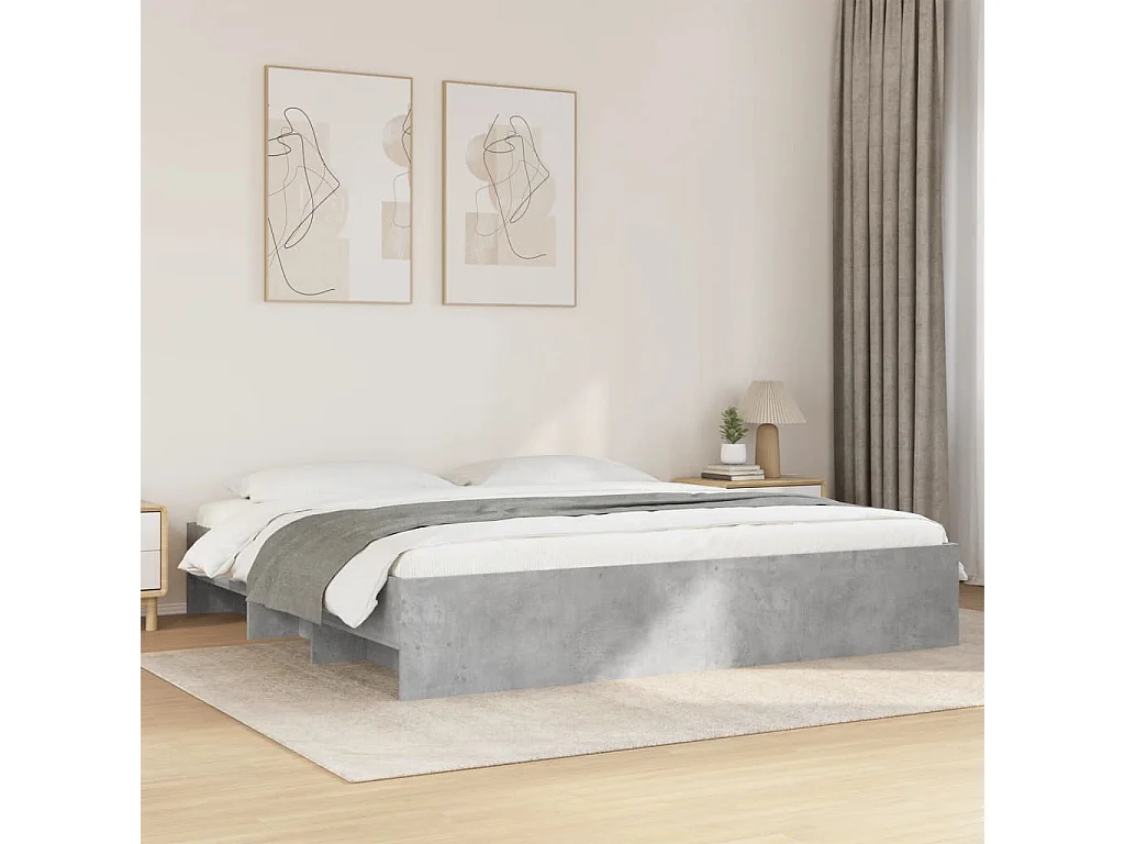 Cadre de lit sans matelas gris béton 200x200 cm bois ingénierie