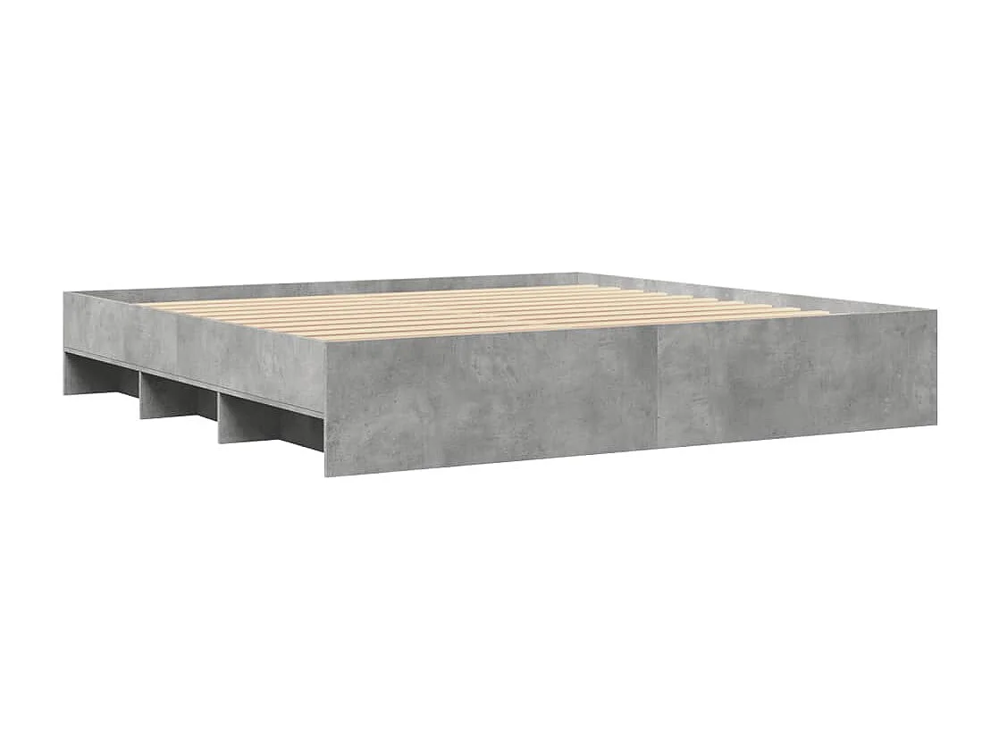Cadre de lit sans matelas gris béton 200x200 cm bois ingénierie