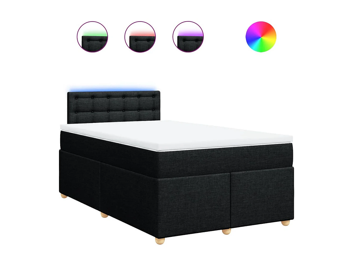 Sommier à lattes de lit avec matelas Noir 120x200 cm Tissu