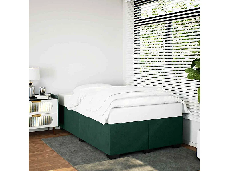 Cadre de lit sans matelas vert foncé 120x190 cm velours
