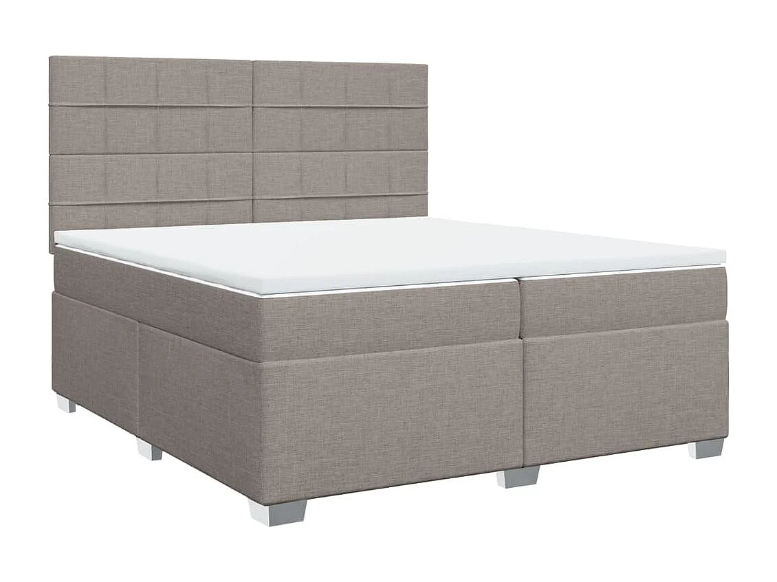 Cama box spring con colchón tela gris taupe 200x200 cm