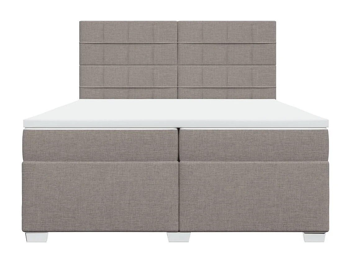 Cama box spring con colchón tela gris taupe 200x200 cm