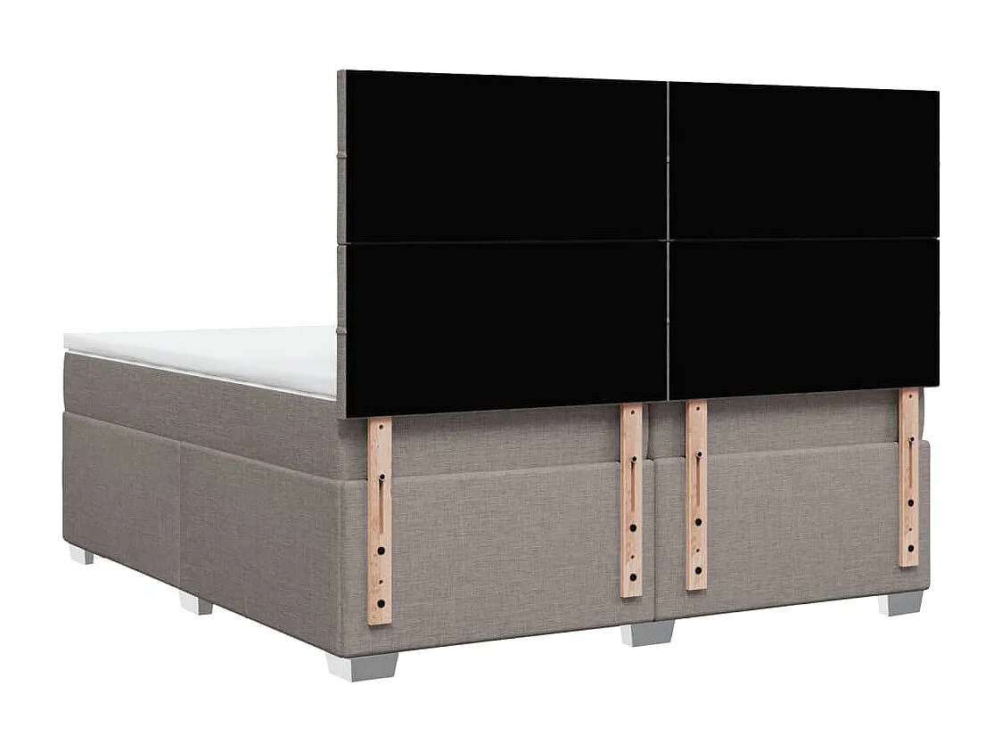 Cama box spring con colchón tela gris taupe 200x200 cm