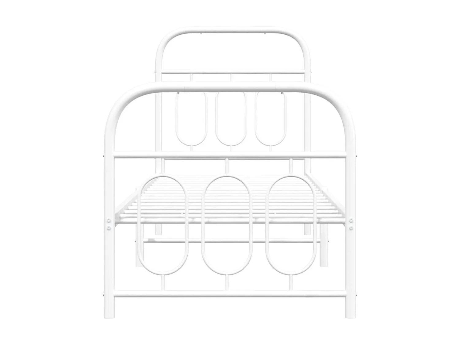 Cadre de lit métal sans matelas avec pied de lit blanc 75x190cm