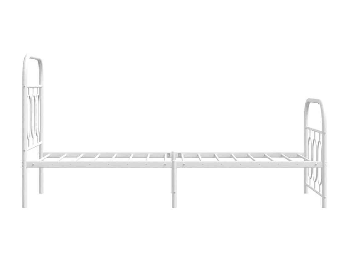 Cadre de lit métal sans matelas avec pied de lit blanc 75x190cm