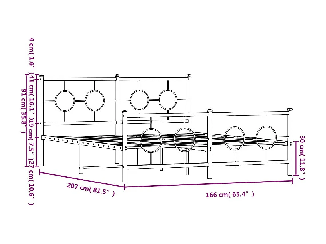 Bedframe met hoofd- en voeteneinde metaal wit 160x200 cm