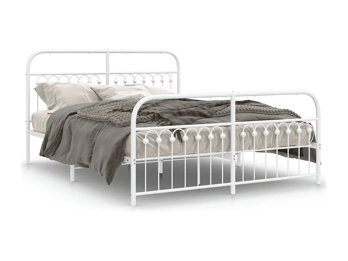 Estrutura de cama com cabeceira e pés 160x200 cm metal branco