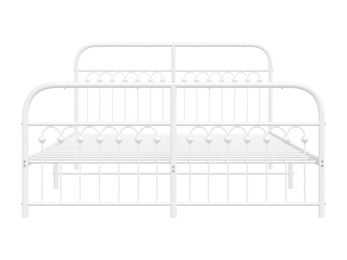 Estrutura de cama com cabeceira e pés 160x200 cm metal branco