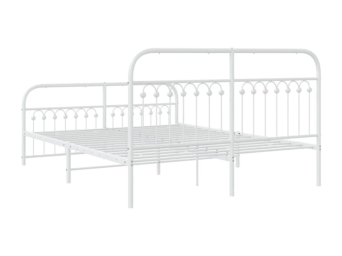 Estrutura de cama com cabeceira e pés 160x200 cm metal branco