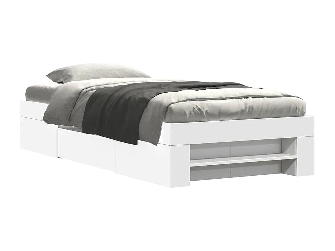 Cadre de lit sans matelas blanc 75x190 cm bois d'ingénierie