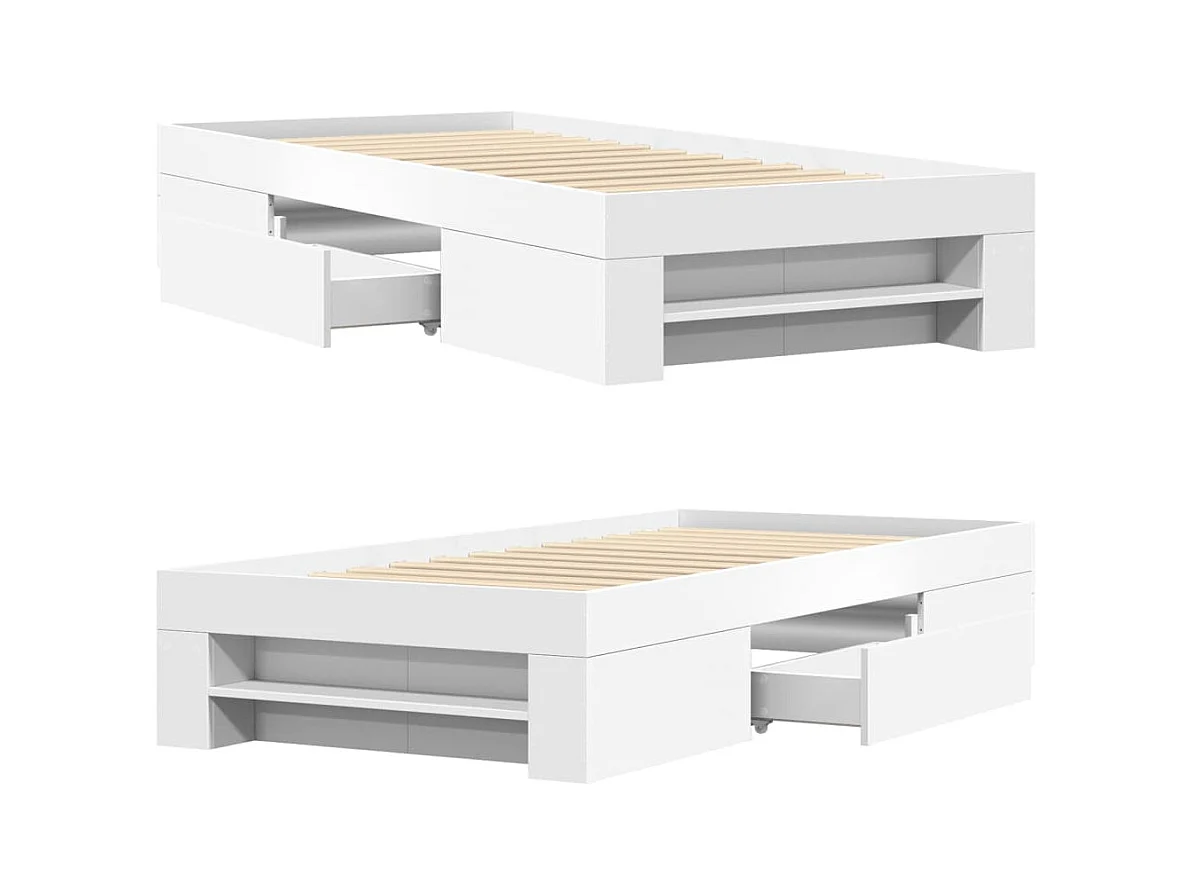 Cadre de lit sans matelas blanc 75x190 cm bois d'ingénierie