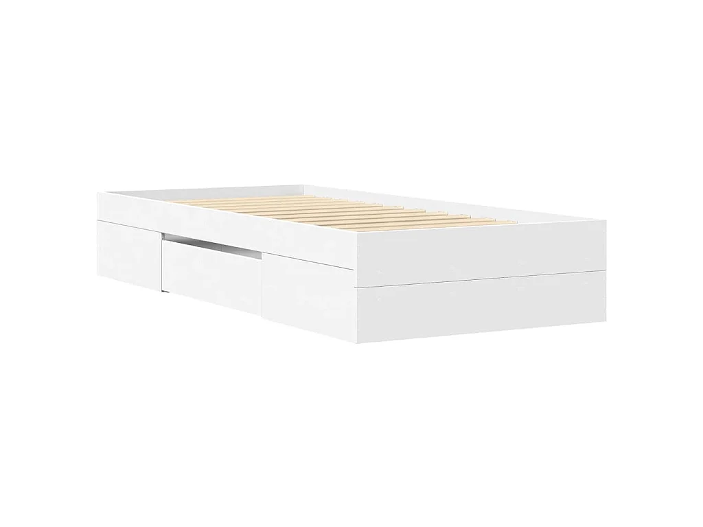 Cadre de lit sans matelas blanc 75x190 cm bois d'ingénierie
