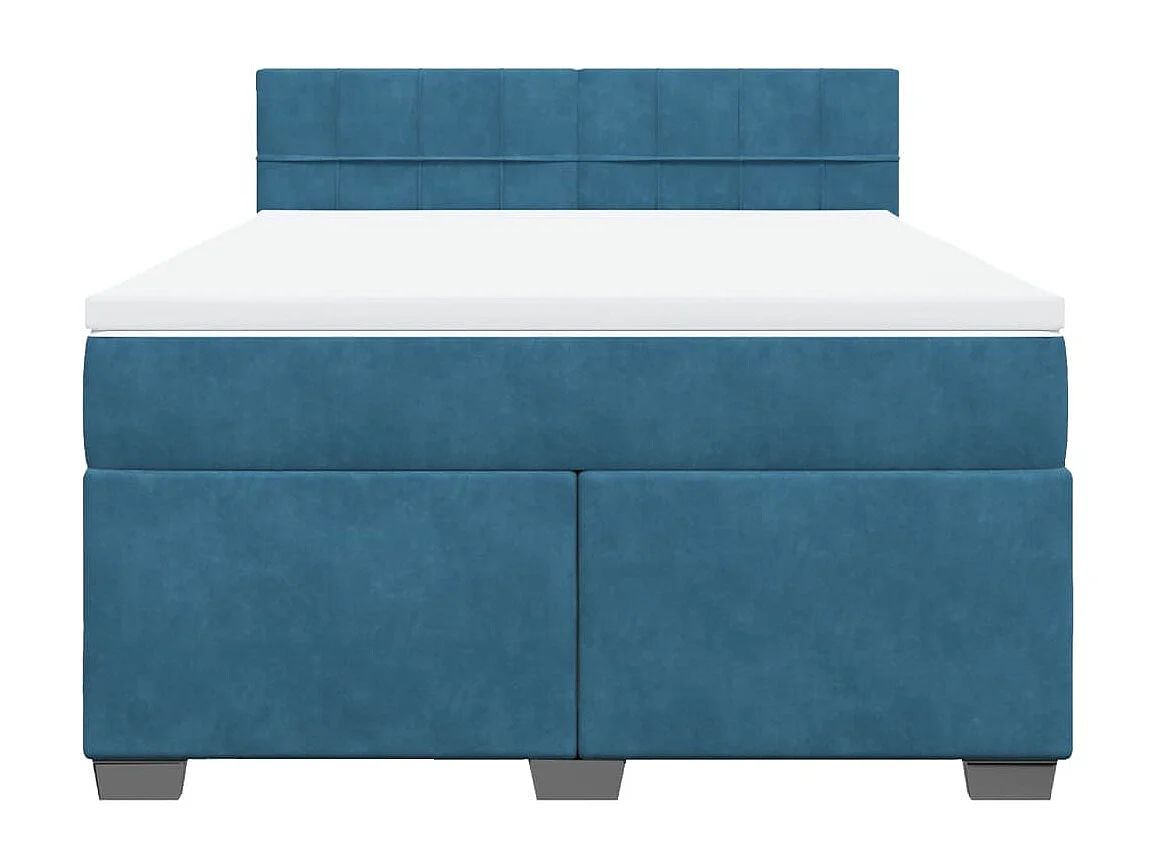 Boxspringbett mit Matratze Dunkelblau 140x190 cm Samt